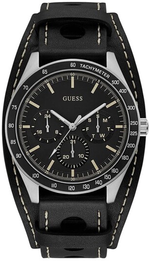 Guess Herreklokke W1100G1 Montana Sort/Lær Ø45 mm