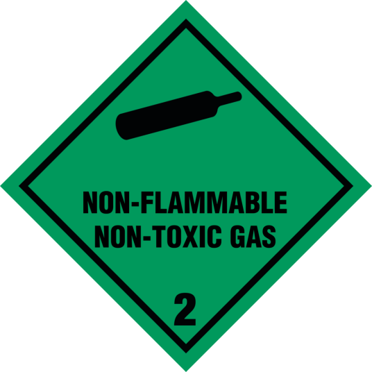 Non-flammable Non-toxic gas kl. 2 faresedler