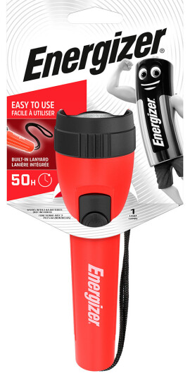 Energizer Value LED Lommelykt - 2xAA batterier (f??lger ikke med), r??d, 25 lm - 35 m