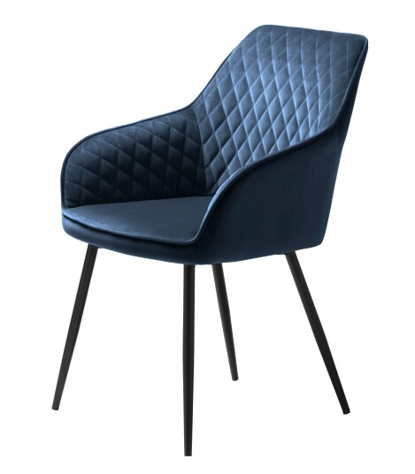 Milton spisestuestoler med armlener, velour, blå. Milton spisestuestoler med armlener, velour, blå.