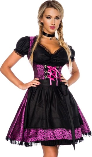 Lekker Svart og Lilla Luksus Oktoberfestkjole Strl M