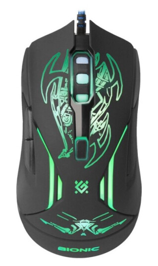 Defender Bionic Gm-250L - Mus - Optisk - 6 Knapper - Kablet - Usb - Svart