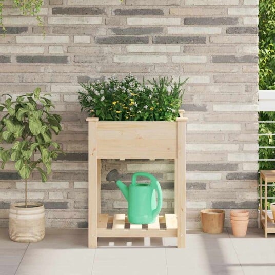 Hage Plantekasse med Hyller 60x60x76 cm Solid Furu Hage Plantekasse med Hyller 60x60x76 cm Solid Furu