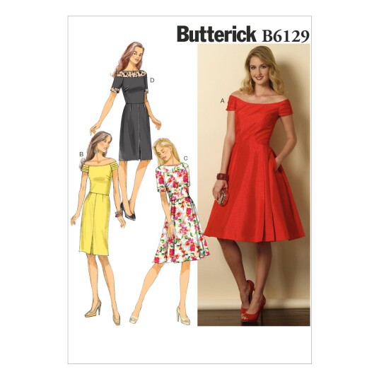 Butterick 6129- Kjole A5 (6-8-10-12-14)