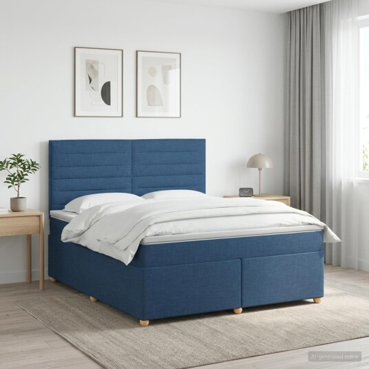 vidaXL Kontinentalseng med madrass Blå 140 x 190 cm Stoff