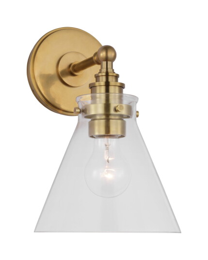 Visual Comfort Parkington Small Single Wall Light Antique Brass/Clear glass