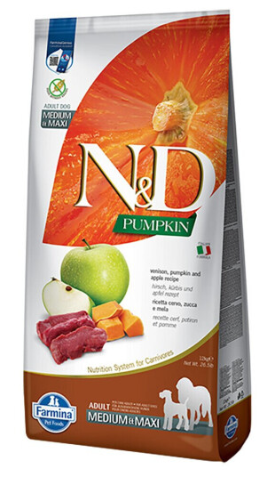 Farmina N&D Pumpkin Hundemat med Hjort og Eple - 12 kg, Fullfôr for Medium/Maxi Hunder Farmina N&D Pumpkin Hundemat med Hjort og Eple - 12 kg, Fullfôr for Medium/Maxi Hunder