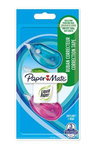 Paper Mate DryLine i-Mini Correction Tape | Assorted Colours | 3 Count