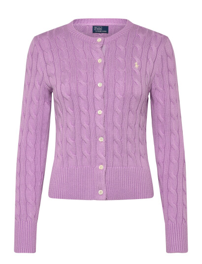 Polo Ralph Lauren Cable-Knit Cotton Crewneck Cardigan - Purple - XS