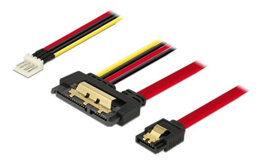 DeLOCK Kabel SATA 6 Gb/s 7 pinners stikkontakt + diskett 4 pinners strømuttak hann > > SATA kabel