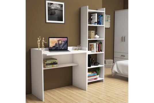 Skrivebord og Bokhylle Venne 90 cm Hvit