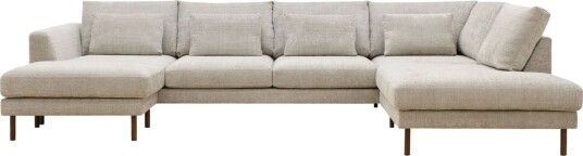 Florenz 4 seters Høyrevendt U formet Sofa med Divan og Sjeselong i Chenille   Grå / Beige