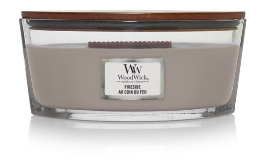 WoodWick Scented candle with wooden lid - Fireside