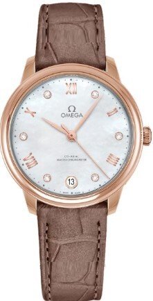 Omega Dameklokke 434.53.34.20.55.001 De Ville Prestige Hvit/Lær Ø34