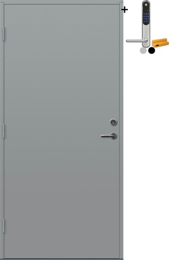 Ytterdør Bygg1 Moss med Yale Entrus BxH: 90x200 cm, Venstre, NCS S-3502-B, Lys Grå, Yale Sølv