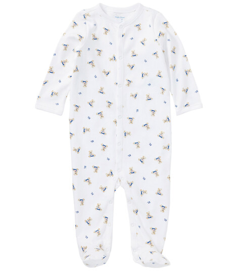 Ralph Lauren Baby Polo Bear Cotton Coverall White 53-60 Ralph Lauren Baby Polo Bear Cotton Coverall White 53-60