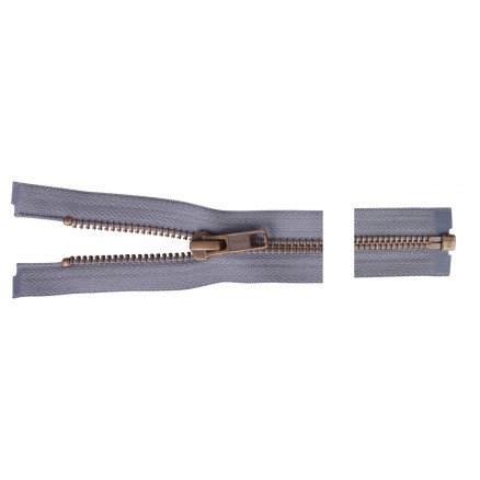 YKK Delbar Glidelås Antikk Messing 55cm 6mm Grå YKK Delbar Glidelås Antikk Messing 55cm 6mm Grå