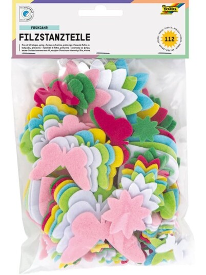 Folia Selvklebende figurer i filt 112 merker med vårmotiv