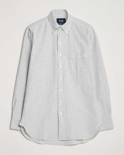 Drake's Striped Button Down Oxford Shirt Black