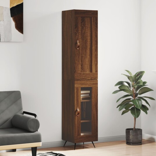 vidaXL Highboard brun eik 34,5x34x180 cm konstruert tre 8720845497903