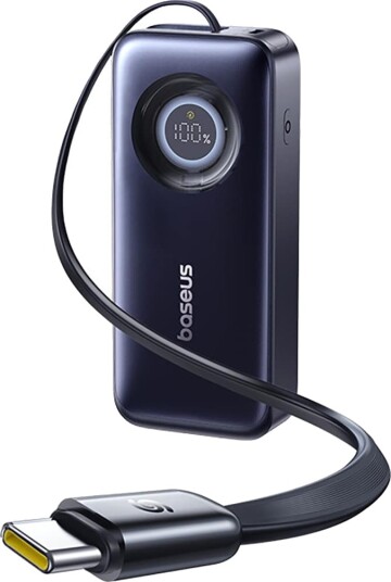 Baseus EnerCore CR11 Powerbank 20000 mAh 67W med Uttrekkbar USB-C-kabel Svart Baseus EnerCore CR11 Powerbank 20000 mAh 67W med Uttrekkbar USB-C-kabel Svart