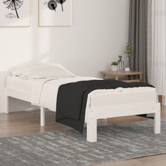vidaXL Sengeramme hvit heltre 75x190 cm 2FT6 Small Single