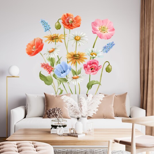 Veggklistremerke Fargerike villblomster Veggklistremerke Fargerike villblomster