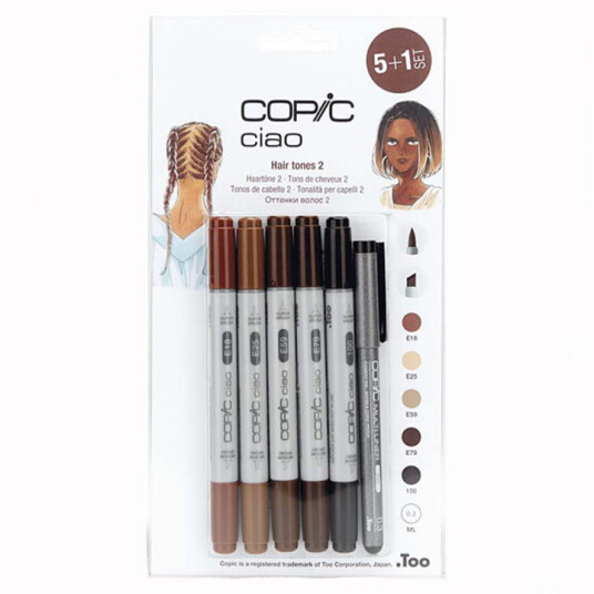 Copic Ciao 5+1 Fineliner Hair Tones 2 Copic Ciao 5+1 Fineliner Hair Tones 2