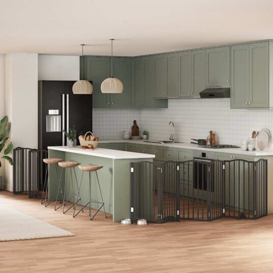 Vidaxl Hundeport Sammenleggbar 15 Paneler Svart 750 cm Poppeltre
