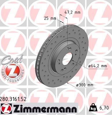 Bremseskive ZIMMERMANN 280.3161.52