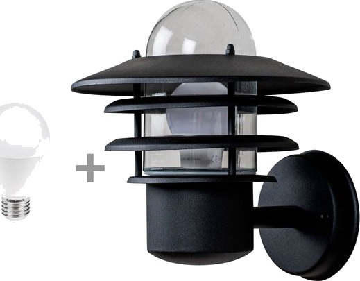 Vegglys Airam Käpylä Mini S E27 Svart + 7W Led pære