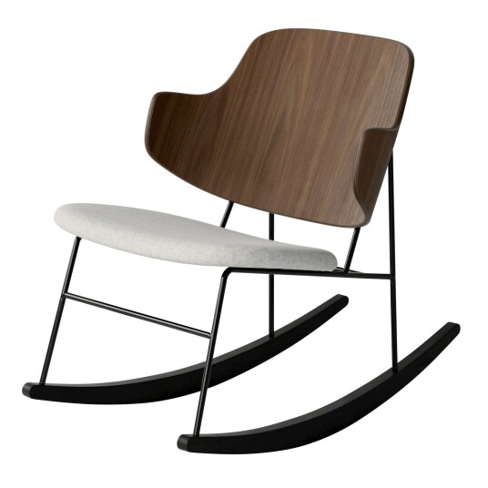 Audo Copenhagen The Penguin Rocking Chair Upholstered Seat Black Steel / Walnut / Hallingdal 110