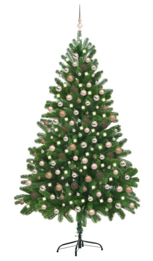 vidaXL Kunstig juletre med LED og kulesett 210 cm grønn