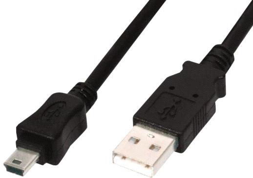 Digitus 3m USB 2.0 Kabel Type A til Mini-USB B - Svart