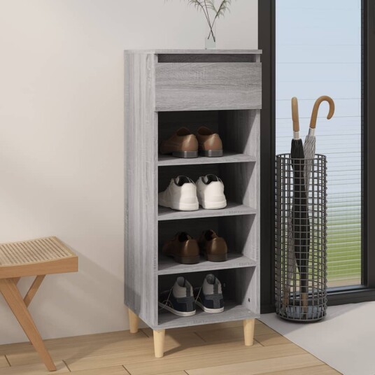 vidaXL Skoskap gr? sonoma 40x36x105 cm konstruert tre