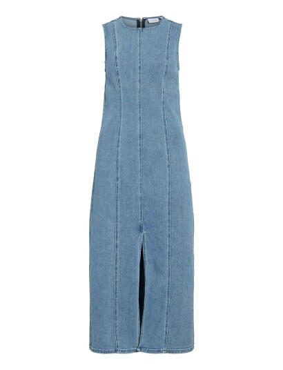 Vila Viwinona New S/L O Neck Long Denim Dress   Blue   S