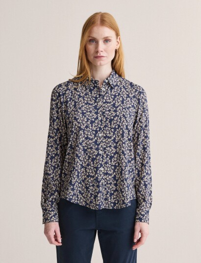 Newhouse Lina Miniflora Shirt Navy 36