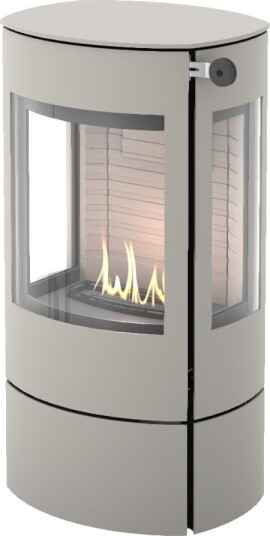 Caro 90 nikkel frittstående biopeis med sideglass og ståldør Caro 90 nikkel frittstående biopeis med sideglass og ståldør