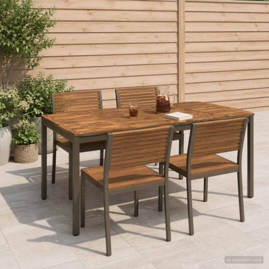 vidaXL Hage middagsbord Naturlig og Kaffe 180 x 88,5 x 75 cm