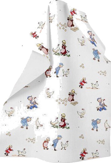 Arvidssons Textil Emil & Ida i hönsgården kjøkkenhåndkle 47x47 cm offwhite Arvidssons Textil Emil & Ida i hönsgården kjøkkenhåndkle 47x47 cm offwhite