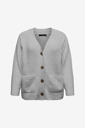 Vero Moda Curve Kardigan vmcBoom LS V neck Button Grå