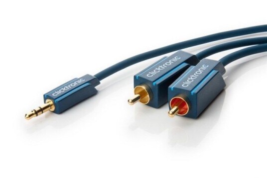 Clicktronic Lydkabel 3,5 mm til 2x RCA 2 m Blå