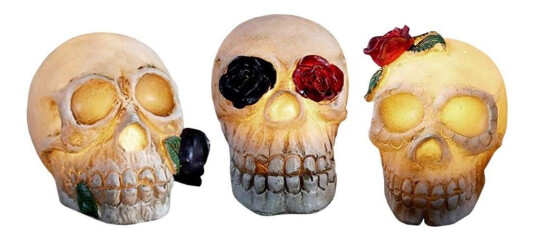 3x Hodeskallelanterner, Dekorasjon - Halloween
