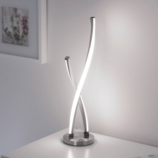 Paul Neuhaus LED bordlampe Polina dimbar Aluminium / grå / sink Stue / spisestue Metall Moderne