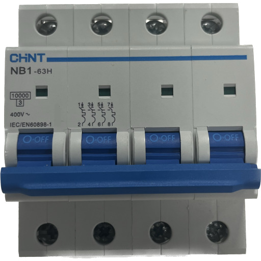 Chint 3 stk Automatsikring Chint NB1-63H, C 63A 3P+N, 10kA