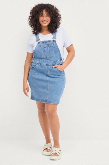 Zizzi Denimkjole jSilja Dungaree Abk Dress Blå Zizzi Denimkjole jSilja Dungaree Abk Dress Blå