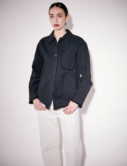 Brixtol Textiles Ally Distressed Cream   Black   XS