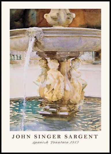 John Singer Sargent Spanish Fountain Plakat Plakat / 30x40cm