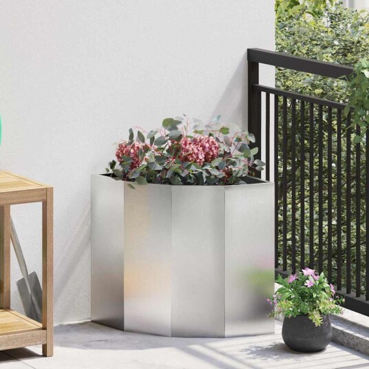 vidaXL Hjørne Plante sølv 45 x 45 x 50 cm Rustfritt stål