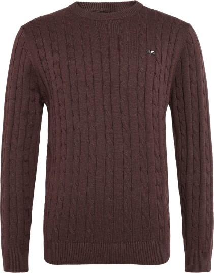 Lexington Clothing Cotton Cable Knitted Sweater DARK RED MELANGE M Lexington Clothing Cotton Cable Knitted Sweater DARK RED MELANGE M